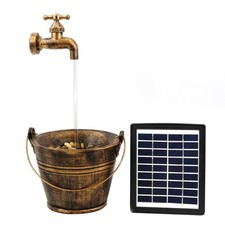 Solar Water Fountain LED Tap Bucket Solar Water Feature Home Garden Decoration