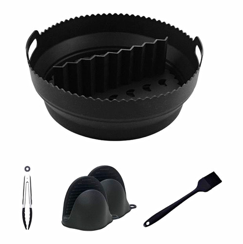 Black silicone air fryer - black,