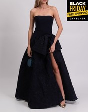 RRP€1010 MARCHESA NOTTE Gown US6 UK10 IT42 M Blue Bow Gathered Strapless 