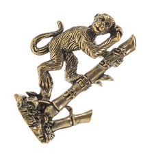  Brass Monkey Figurine Miniature - Vintage Animal Sculpture - Small Solid Brass