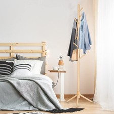 Wooden Coat Rack Stand 8 Hooks