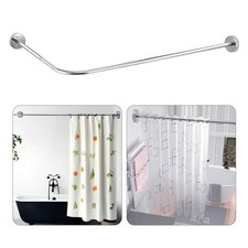 Shower Rail Rods Curtain Rod L Shape Wall Mounted Curved Bath Pole for Bathroom