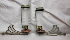 Vintage Art Nouveau Pair of Brass & Copper Piano Candle Sconces/Holders
