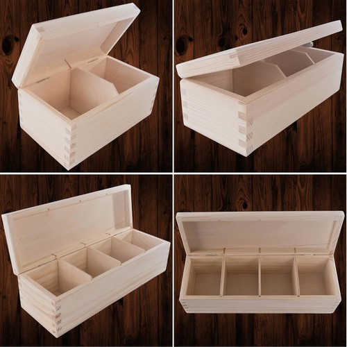 Wooden oblong tea box - wooden, tidy