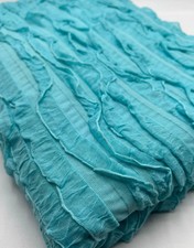 Aqua Blue Ruffle Textured 4 Way Stretch Fabric