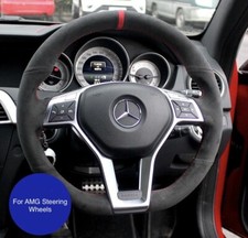 Mercedes E Class AMG A207 C207 Suede Red Stripe Performance Steering Wheel Cover
