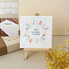 2025 Growable Plantable Seed Paper Desk Calendar Wildflower Desk Planner w/Stand