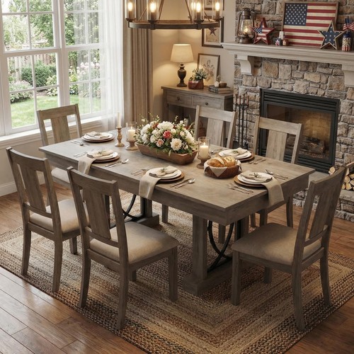 Rustic gray farmhouse dining - gray,
