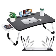 Portable Laptop Desk Table Foldable Working for Sofa Bed Stand With Cup Holder