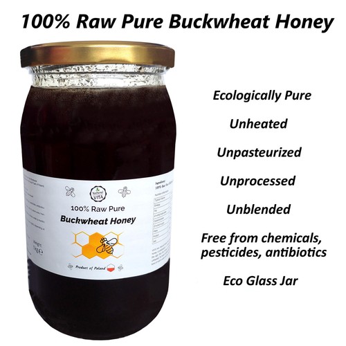 100 raw pure buckwheat honey - 100%,