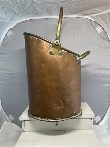 Antique copper brass bucket - antique,