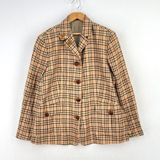 Daks Signature Silk Linen Hacking Jacket Womens 14 Brown Shooting Country Blazer