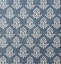 Andrew Martin Curtain Fabric 'SPRIG - DENIM ' 3.4 METRES (340cm) Linen Blend