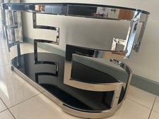 Andrew Martin Visconti Side Table + Tempered Black Glass Chrome RRP £1650