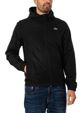 Lacoste Men's Recycled Fiber Zipped Hooded Jacket, Black