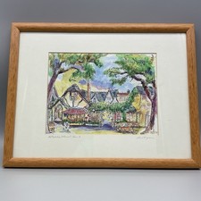 Signed Watercolor Print  By Lisa Bryan “ The Tuck Box” Carmel By The Sea, Ca.