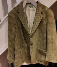 vintage Mens Jacket jaegar Size M 48 inch . green check wool tweed  herringbone 