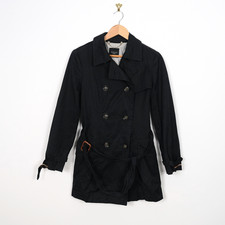 WEEKEND MAX MARA Black Belted Two Pockets Trench Coat Size I 42 / GB 10 / USA 8