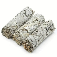 3 X White Sage Smudge Sticks  4" / 10cm Californian Smudge Stick Cleansers