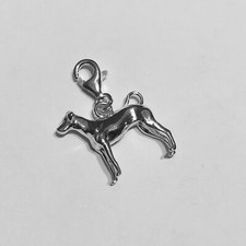 Doberman Sterling Silver Dog Charm - Natural