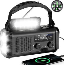 Crank Radio 10000mAh Solar Radio Power Bank Camping Lamp Compass Light SOS F179