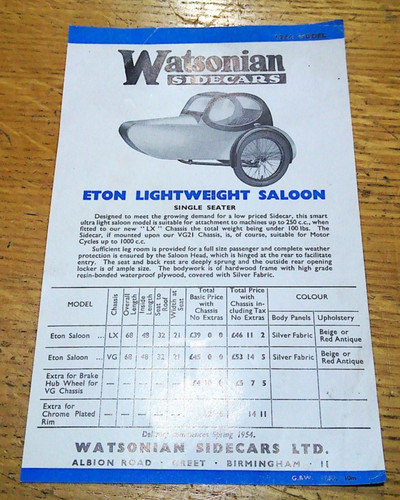 1954 watsonian sidecars eton - 1954,