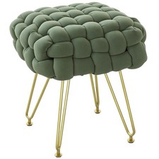HOMCOM Woven Velvet Footstool