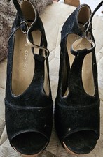 Koi Couture High Heel open toe Fashion t-bar Strap Shoes Black Suede