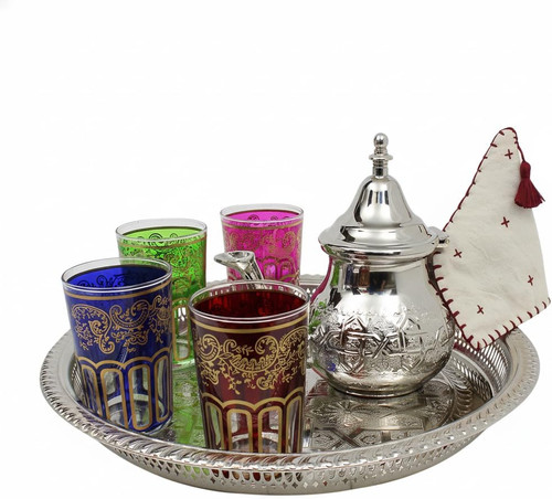 Moroccan tea set engraved - set,