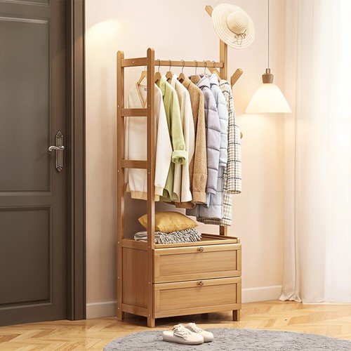 Bamboo clothes rail rack - bamboo,