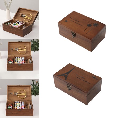 Wooden sewing kit box basket - kit,