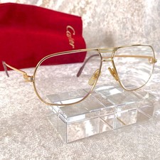 Vintage Cartier Tank Eyeglasses Gold Frame 62-12-140 with Red Velour Pouch