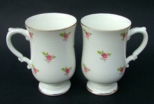 TWO Pall Mall Ware Red Rose Buds 2 x 300ml Tea or Coffee Mugs 11.5cmh - in VGC