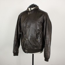 Chevignon 1970s Vintage Leather Jacket Mens XL Brown Porte Avion Flight Bomber