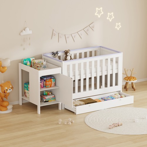 White baby cot crib - white,