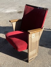 Job Lot Of 13+ Folding Vintage Cinema Seats 1930s Cast Iron Legs Wooden Rests