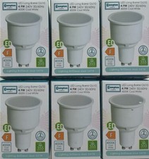 6 x Crompton 4.9W GU10 Long Neck LED bulb 74mm x 50mm 4000k Cool White 13469