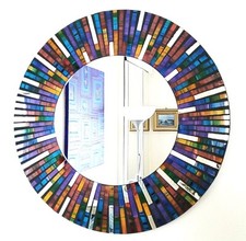 Round mosaic wall mirror