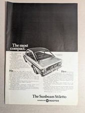 Sunbeam Stiletto Car Original 1968 Paper Magazine Advert
