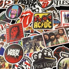 UK 50 Rock Stickers Lot Heavy Metal Punk Band Music Guitar Car Decals Skateboard