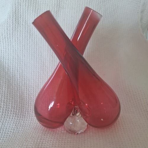 Cranberry glass vase - glass,