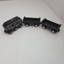 3x Black Wooden Train