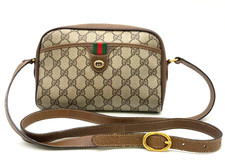 Auth Gucci Sherry Line GG Supreme PVC Leather Brown 116.02 Shoulder Bag NS091390