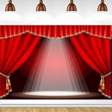 Theater Stage Interior Party Backdrop Curtains Photo Background Banner Props