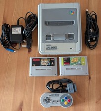 Super Nintendo Entertainment System Console (SNES) White With 2 Games Mario Etc