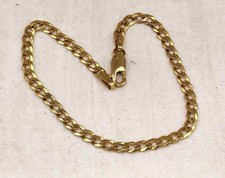 9ct gold curb bracelet diamond cut links solid heavy Italian charm bracelet