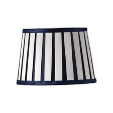 Navy Blue & White Box Pleat Lamp Shade Table  Ceiling Faux Silk Fabric Lampshade