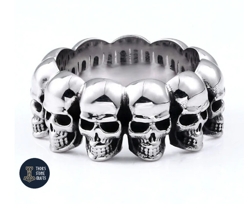Skulls biker ring multi skull - biker,