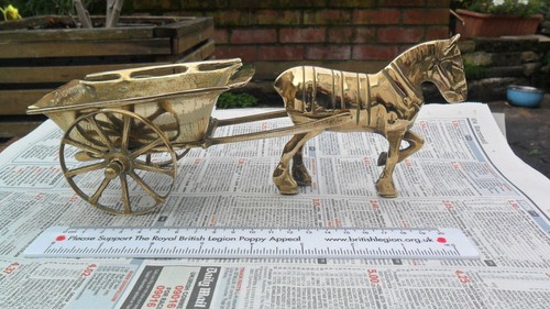 Vintage brass horse and cart - vintage, /