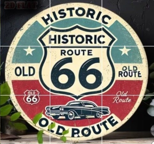 Retro route metal sign - 2d, 66
